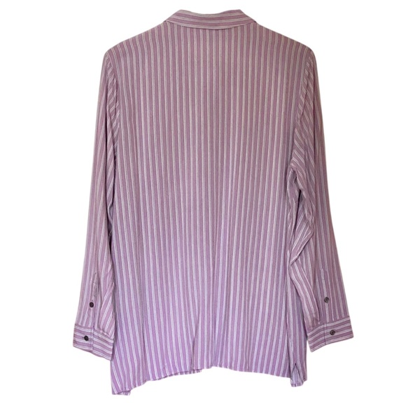 J. Jill Button Up Blouse Lavender Striped NWT Women’s L Petite - Picture 3 of 8